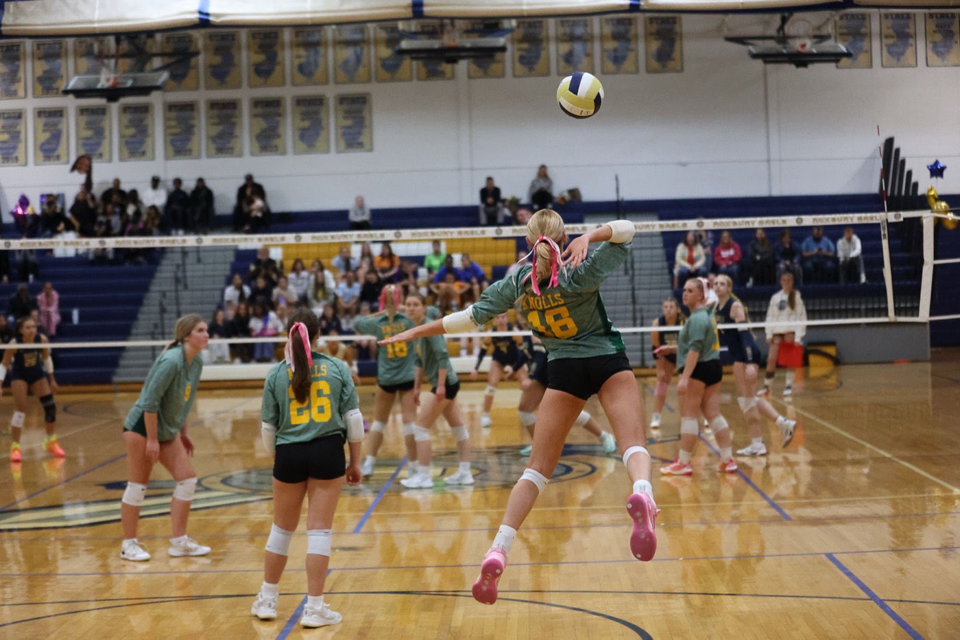 Morris Knolls player going up for a hit